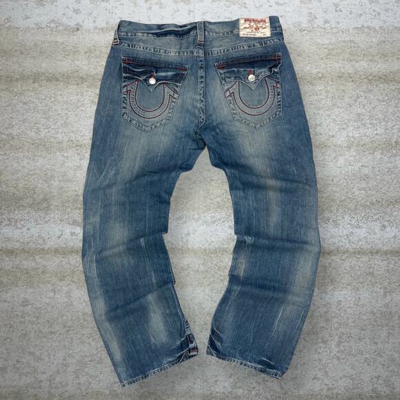 Vintage Skater Jeans True Religion Medium Wash Regular Straight Leg Fit Rap Y2K - Picture 1 of 3